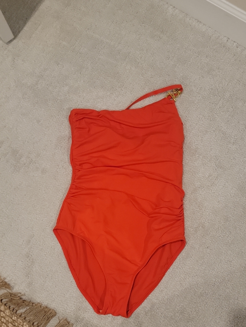 One-Piece Swimsuit in Bright Orange - One-Shoulder